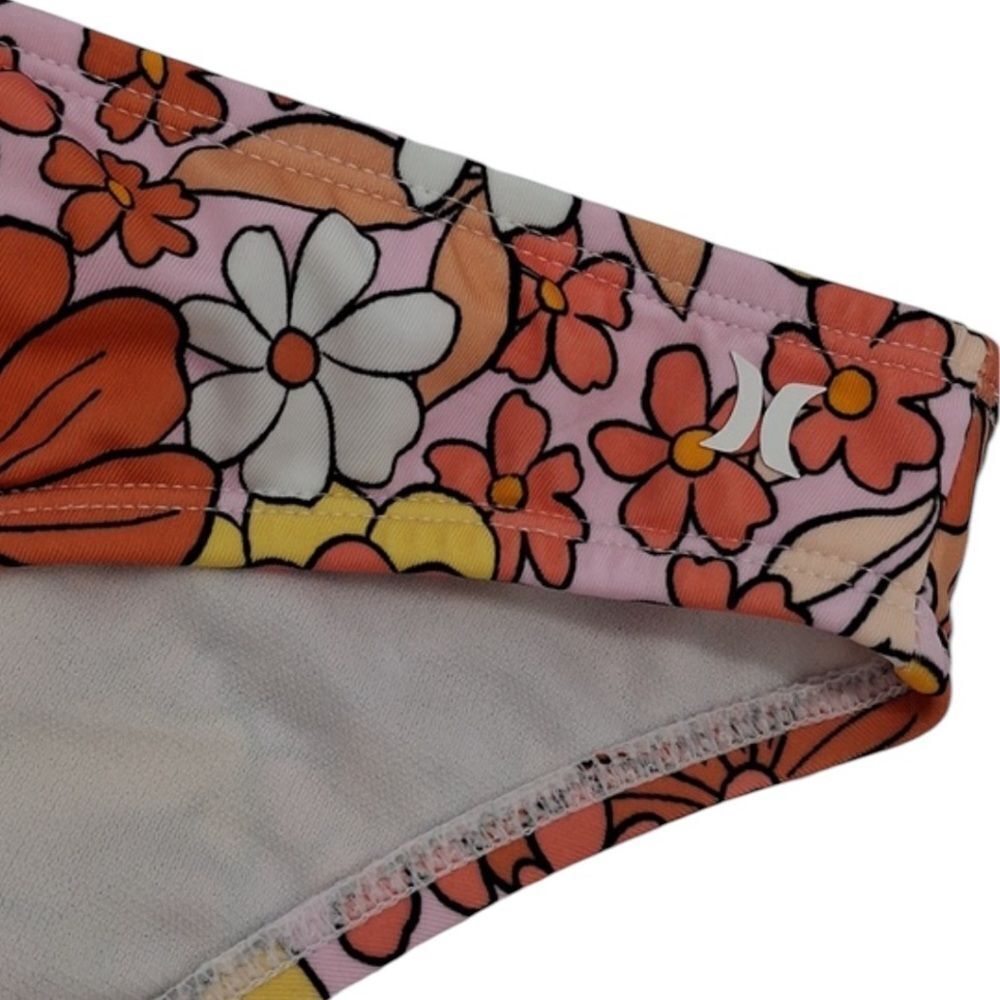 Hurley‎ Floral Print Ruffle Top Bikini 2pc Set Orange size L New with tags! - Picture 5 of 7